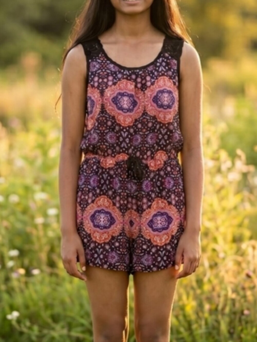 Zoe & Rose Band of Gypsies Girls Romper Size XL Bohemian Boho Multicolor Purple